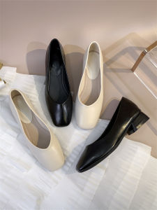 Wide Foot Accommodating Korean Style Womens Shoes Size 41-43 Fashionable Flat Low Heel Comfortable Leather Casual Footwear