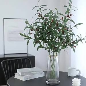 1/3pcs Artificial Green Leaf Olive Branch Fruit Fake Plants Wedding Home Photography Props Flower Arrangement Decoration Outdoor