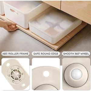 4Pcs 360 Degree Rotation Pulleys Self Adhesive Storage Box Rollers for Bottom Storage Rack Trash Can Wear Resistant Load-bearing Caster