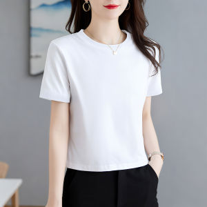 LINGLONGDAI | Slimming Round Collar Wine Red Short Sleeve Top