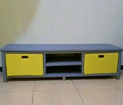 Redy Stok Lemari Rotan Sintetis Laci 2 DVD Meja Tv Rak Buku Susun