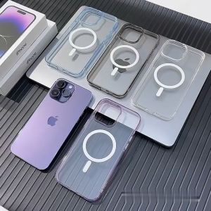 I TECH Alpha Clear Magnetic Case Transparent Case Silicone Anti Drop Protection For iPhone 15 14 13 12 11 Pro Max / X XR XS Max