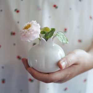 Bình Hoa Gốm Sứ Manxu Ceramics Grey Grass Ash Creative Pomegranate Flower Pot Trang Trí Bàn Trà Nhỏ Trang Trí Nhà Cửa