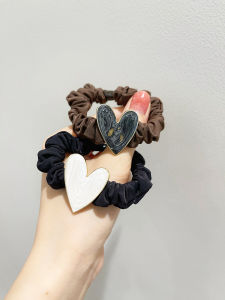 ยางรัดผมรูปหัวใจยืดหยุ่นสูง ยางรัดผมสไตล์เกาหลี ยางรัดผมฤดูใบไม้ร่วง/ฤดูหนาว ยางรัดผมแบบเรียบง่ายและหรูหรา