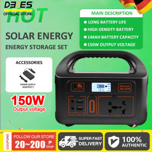 DEKES outdoor solar generator 150w fast charge large capacity power station with solar charging board outdoor power bank travel camping home emergency power DC/AC external battery support usb port charging AC output