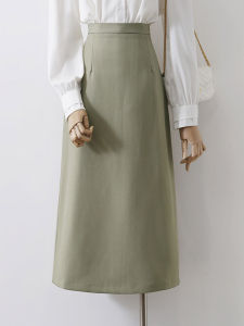 Professional Commuter Suit Skirt High Waist Slimming Hip Covering Mid-Length Korean Style Office Wear Straight Cut A-Line Skirt
