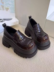 Korean Style Large Head Platform Three Layer Thick Bottom 2025 New 7CM Short Womens Loafers Shoes Small Size Leather Shoes