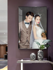 Large Size Crystal Wedding Photo Printing Picture Frame Wall Hanging Home Decor Simple Modern Style Rectangular Metal Frame