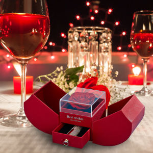 ⭐️【High Quality+In Stock】⭐️Rose Jewelry Gift Box Rose Necklace Gift Set Apple Type Double Drawer Jewelry Box With Magn-etic Birthday Gift For Women ValentineS Day MotherS Day Christmas Day Red 13 * 11 * 8cm