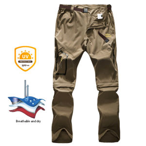 Mens Hiking Pants Convertible Lightweight Quick Dry Zip Off Fishing Safari Camping Travel boy Scout Pants