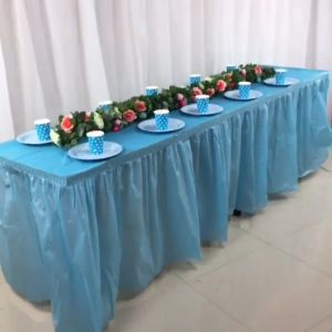 【COD】High Quality Table Skirt Waterproof Table Cover Plastic Wedding Birthday Party Table Decoration
