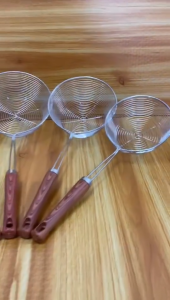 Stainless Steel Colander Strainer With Wood Style Handle