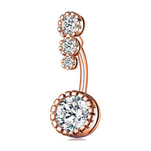 Circular Stainless Steel Diamond CZ Navel Ring