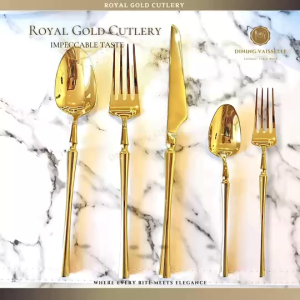 Dining Vaisselle - Royal Gold Cutlery เซ็ต ช้อน ส้อม มีด ช้อน-ส้อมขนม สุดหรู Stainless steel 304