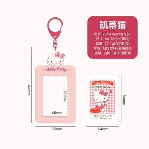 Sanrio | Sanrios Gudetama Keychain with Photo Card Holder Anime Keroppi Tuxedosam Photocard Holder Key Ring Accessory for Bag Backpack