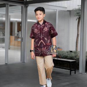 Kemeja Batik Anak Laki-Laki Lengan Panjang Usia 3 - 13 Tahun Baju Cowok Terbaru Modern Sekolah 2025