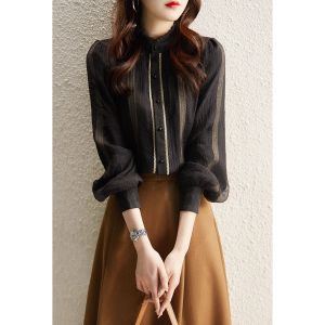 WANGGONGZHU | Fashionable Long Sleeve Lace Trim Shirt Womens Design Sensation Niche Spring Autumn Wear New Style Princess Style Top