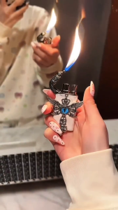 Bật Lửa Gas 2 Chế Độ Đôi Cánh Mắt Mèo Bật Lửa Phong Thủy Hột Quẹt ( Xài Gas - 2 Chế Độ Lửa)