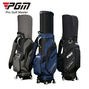 PGM High Quliaty Golf Stand Bag Club 4 Universal Wheels Placed Upside Down Design Hard Shell Telescopic Golf Travel Bags with Cover QB154