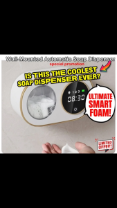 [SG Stock] Smart Wall-Mounted Automatic Soap Dispenser | 3000mAh Rechargeable Foam Dispenser | 320ml Touchless Sensor Soap Machine with Temperature Display