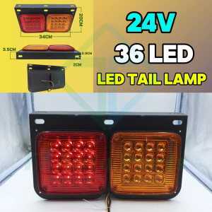 Lampu Belakang Petak LED Light 34cm Besi 24V Universal Tail Lamp Trak Treler Lori Signal Brake Reverse Malam