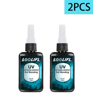 LOOLIFL | Loolifl Uv Curing Adhesive 50ml Upgraded Version of Strong Uv Glue Suitable for Bonding Glass Plastic Acrylic Metal Rubber Ceramics and Wood Quickly Hardens under Uv Light High-Strength Transparent Glue Suitable for DIY Crafts Jew...