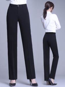 Black Professional Straight Leg Pants Women Summer Drape Slimming Workwear Trousers High Waist Loose Casual Nine Month Pants