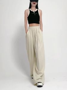 Culotte Pants for Small Ladies with Blue Icesilk Material Thin Summer Design Vertical Fall