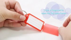 50pcs Colorful Flip Key Tagswith Swivel Split Ring Label Windowfor ID Luggage