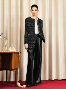 1996 Series Shiny Yarn Floral Jacquard Single Button Short Jacket