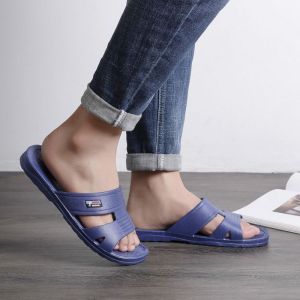 Classic Mens Retro Slip-resistant Slippers Indoor Bathroom Wearable Summer Cool Sandals Flat Heel Daily Casual Pure Color