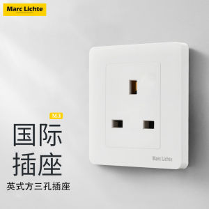 ปลั๊กไฟผนัง 86 แบบสามช่อง อินทรีย์ 10A แท่นสวิตช์ฝังผนังสี่เหลี่ยมอิงลิช สำหรับจุดเชื่อมต่อไฟฟ้า