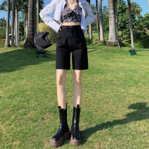 White High Waist Straight Leg Thin Denim Shorts Womens Summer Fashion Loose Fit Jeans Pants High Waist Wide Leg Short Pants