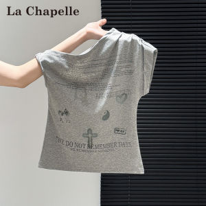 La Chapelle | Alphabet Print Slimming Off-Shoulder T-Shirt