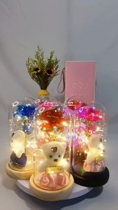 โคมไฟดอกกู้หมี โคมไฟตูงกัน ฝาครอบแก้ว โคมไฟโหลแก้ว โคมไฟตกแต่ง ของขวัญวันวาเลนไทน์แสนโรแมนติก แบบใส่ถ่าน