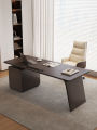 Modern Minimalist Designer Home Office Desk Solid Wood Italian Style Luxury Simple Sensation Smoke Wood CEO Executive Desk. 