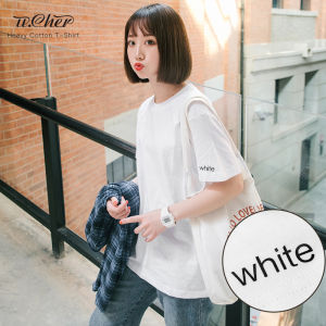 Pure White Cotton Short Sleeve Womens T-shirt Loose Fit Solid Color Base Layer Shirt Inner Wear Summer Top Korean Style round Neck