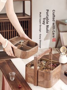 CRISTALGLASS | Walnut Handgrip New Chinese Style Snack Storage Box
