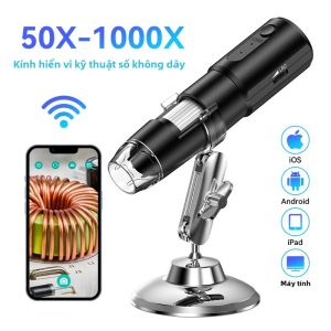 Kính Hiển Vi Kỹ Thuật Số Không Dây 50X-1000X Chân Đế Linh Hoạt Dùng Được Cho Android IOS iPhone PC - Kính Hiển Vi Điện Tử Stereo Wifi Độ Nét Cao