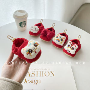 Red Baby Shoes Spring Autumn Style One Year Old Celebration Boys Girls Toddler Shoes Anti-Loss Heel Cotton up Sneakers