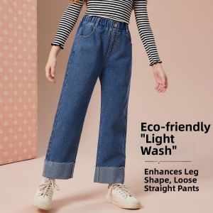 Ask Junior | Girl Straight Leg Casual Wide Leg Jeans Trousers
