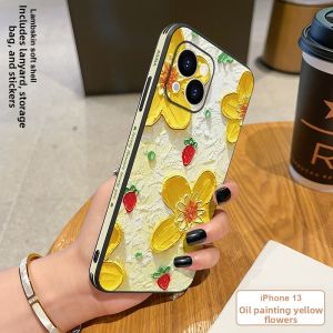 MASFEIL | Artistic Floral Premium Leather Texture Full Coverage Shockproof Phone Case Womens