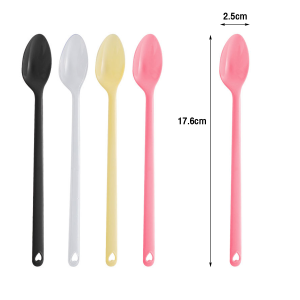BibLio 100pcs Disposable Plastic Spoon Colored Long Teaspoon for Dessert Milk Tea Sorbet