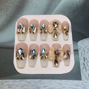Handmade Rhinestone Embellished Nail Art Product Princess Scorpion Bow Design เล็บปลอมสําหรับทุกสภาพผิว