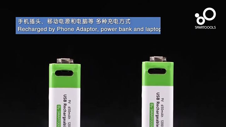 【local Delivery】650mah 1200 Times Li Ion 9v Rechargeable Batteries 9 Volt Type Usb Charging 6235