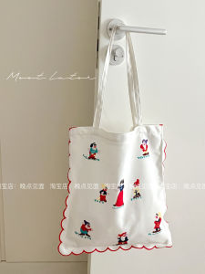Large Capacity Canvas Tote Bag Cartoon Single Shoulder Student Bag Commuter Versatile Armpit Bag Soft Handbag for Youth