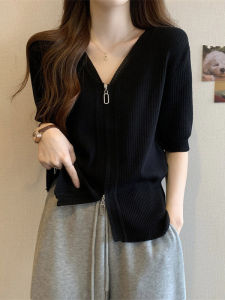 Elegant Double Zipper Knit Tee Spring New