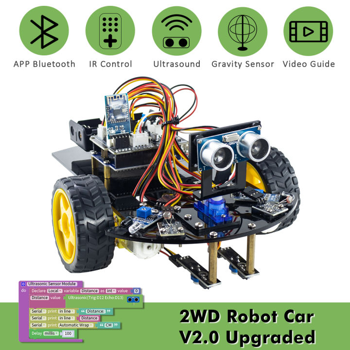 LAFVIN Smart Robot Car for Arduino 2WD Chassis Kit Upgraded V2.0 Robot ...