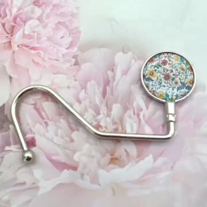 Colorful Floral Metal Purse Hook Hanger - Elegant Tabletop Bag Holder for Women Durable Handbag Storage Decor Unique Gift Idea Sleek Metallic Finish Sturdy Construction