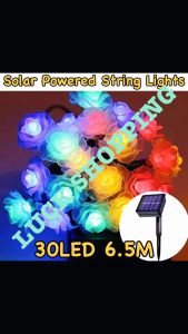 Rose Flower 6.5 Meter 30 LED Solar Waterproof with Cord Christmas Lights Outdoor Home Decoration Solar Led String